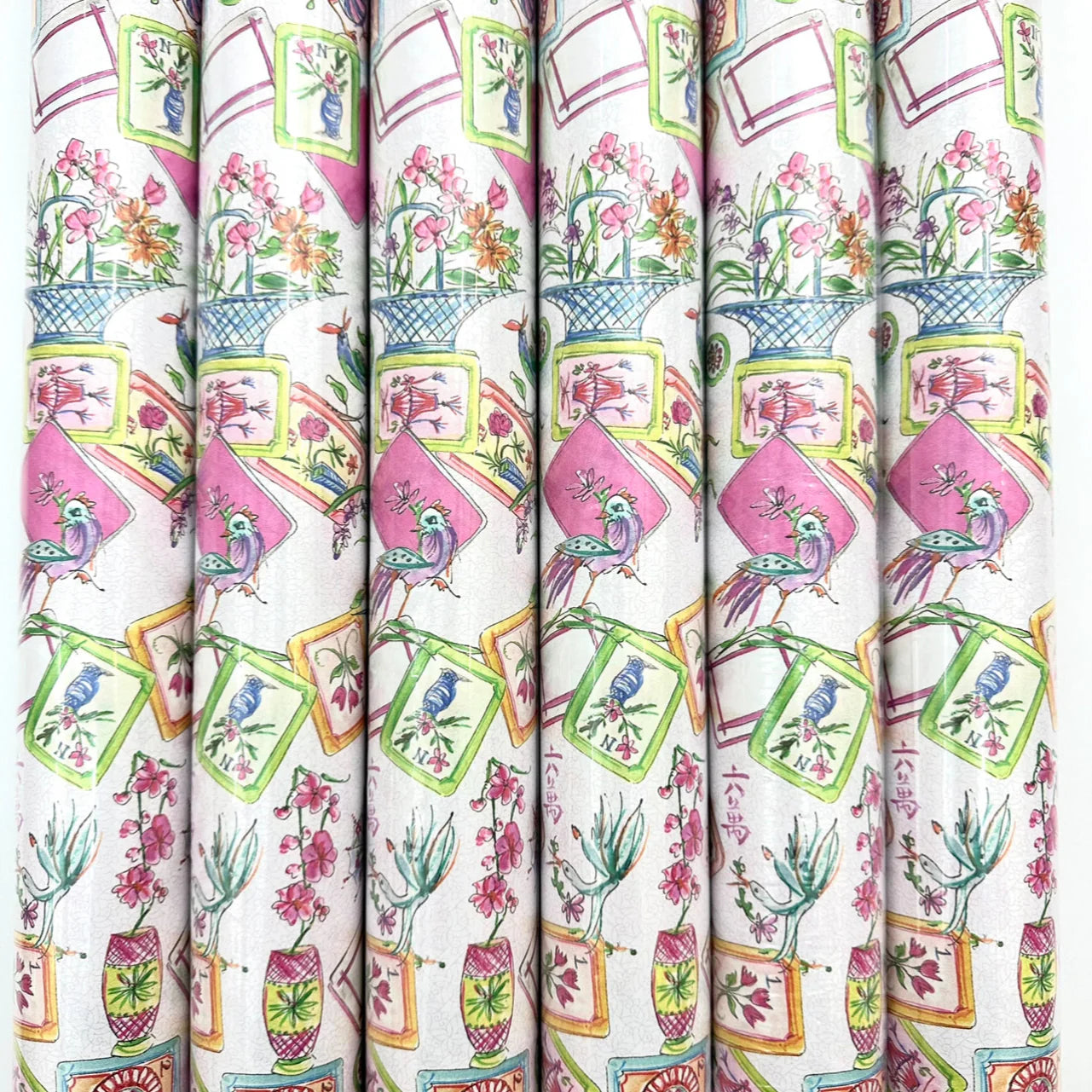 Mahjong Tiles Flora Wrapping Paper - 8 Ft