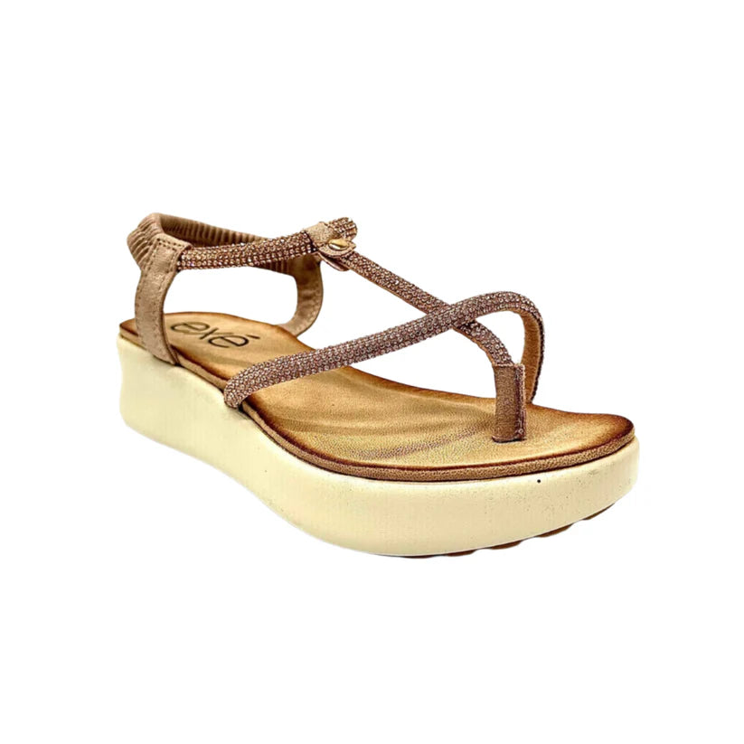 Metallic Wedge Sandal - Nude