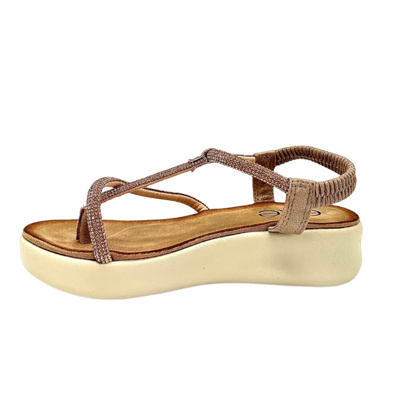 Metallic Wedge Sandal - Nude