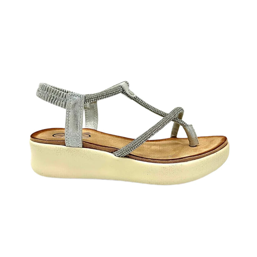 Metallic Wedge Sandal - Silver