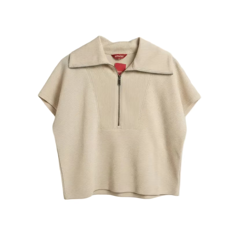SPANX French Rib Short Sleeve Half Zip