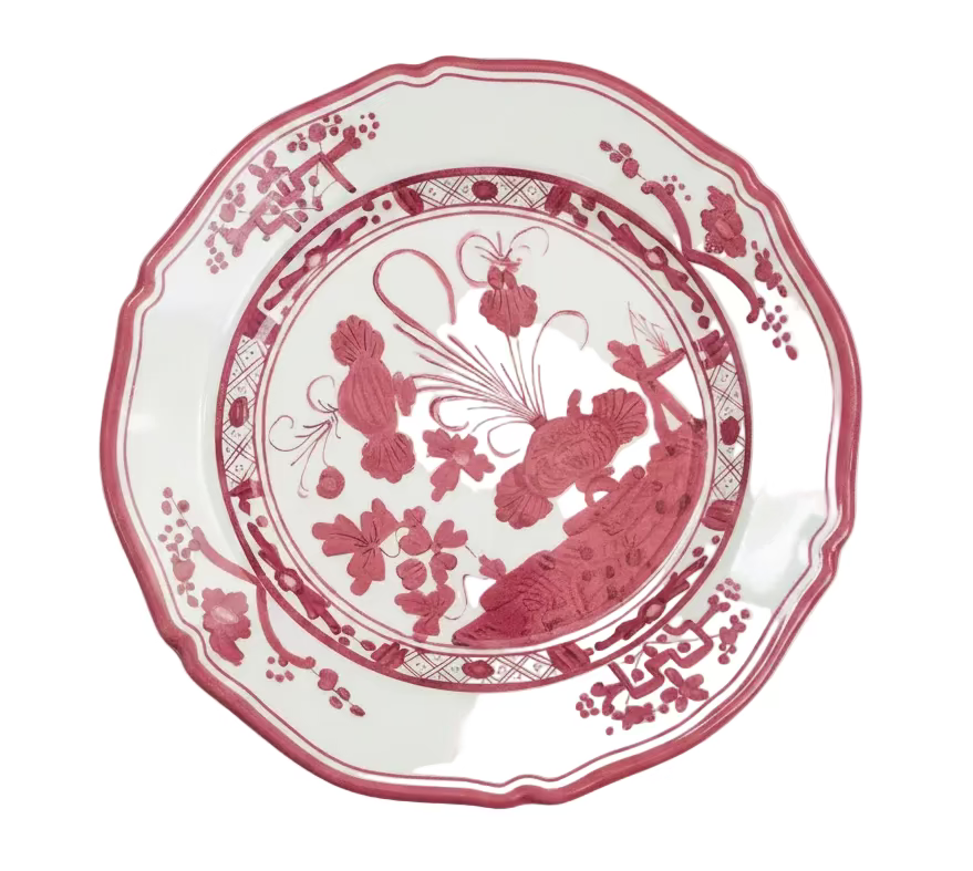 Deep Pink & White Faenza  Melamine 9" Salad Plate - Set of 4