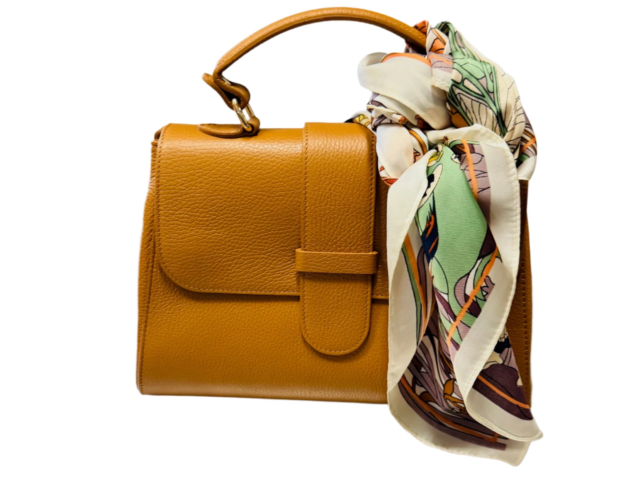 Leather Handbag with Scarf - (four colors)