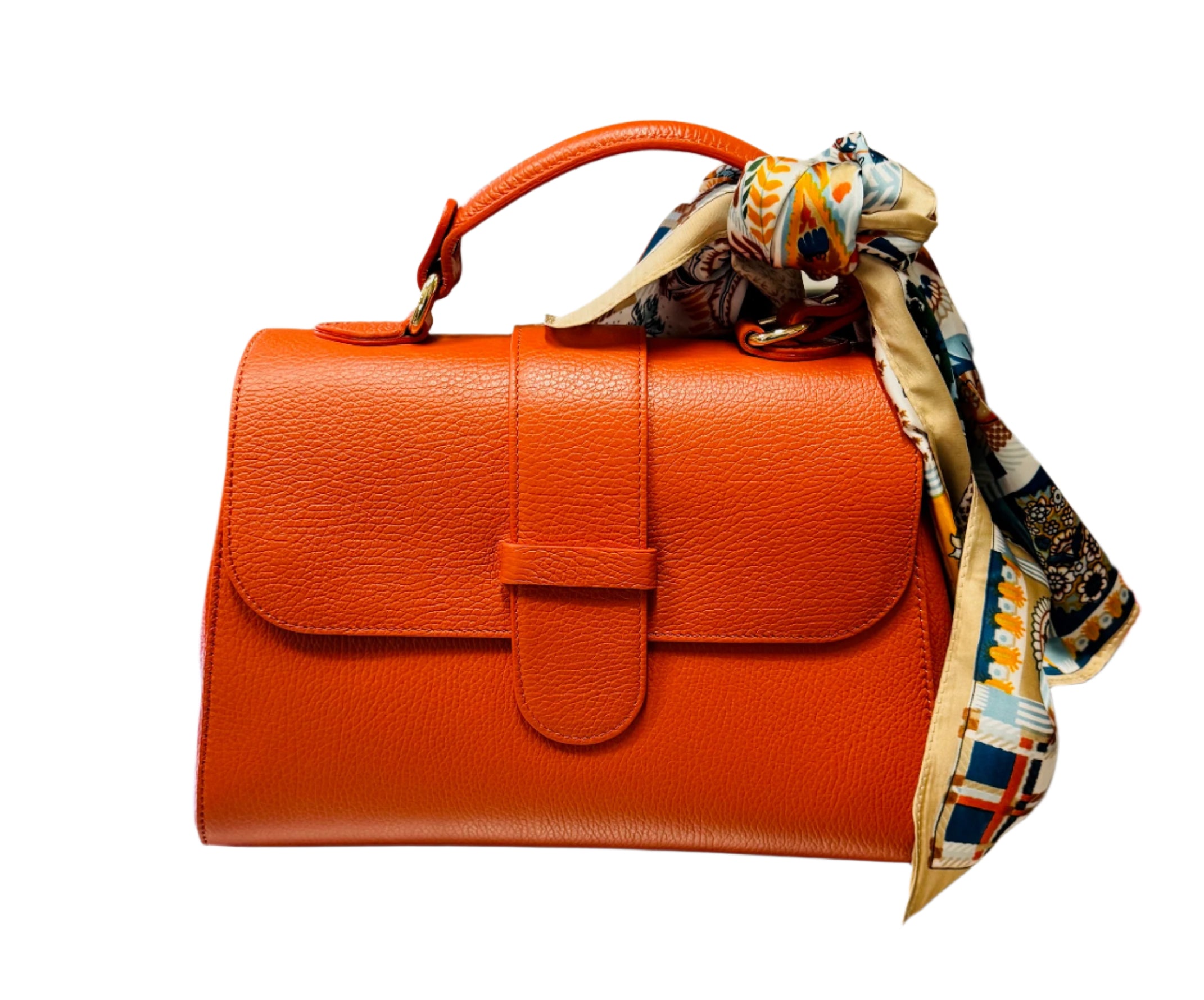 Leather Handbag with Scarf - (four colors)