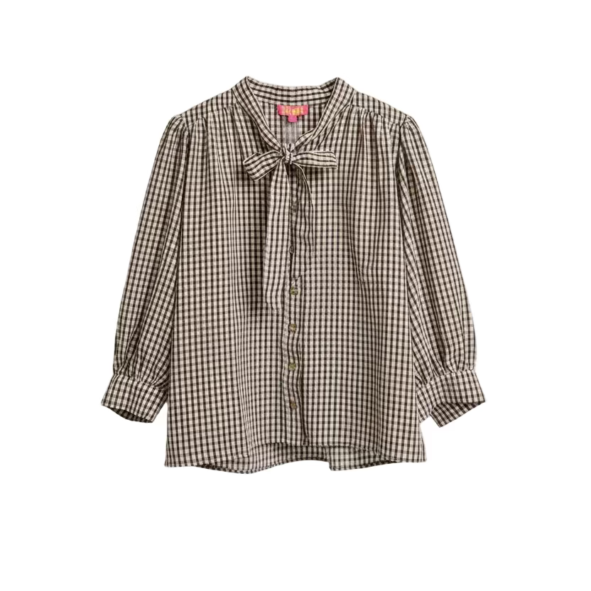 Gingham Button Up Shirt | Brown