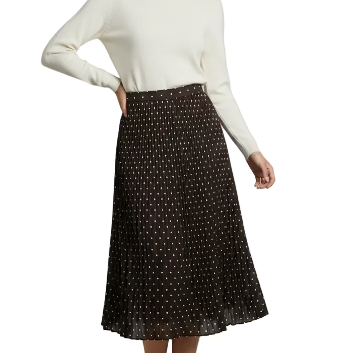 Brown and Ivory Midi Skirt