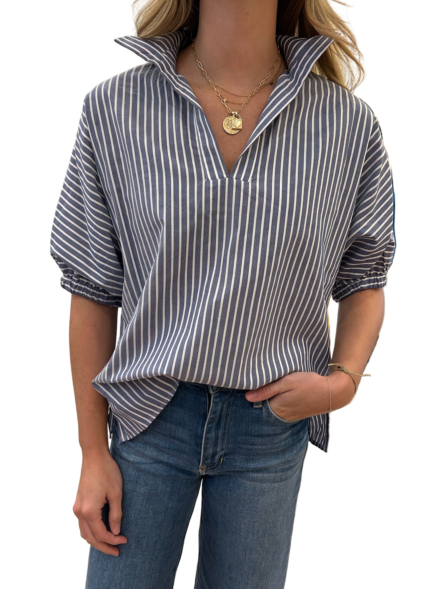 Sloan Navy Ten Stripe Top