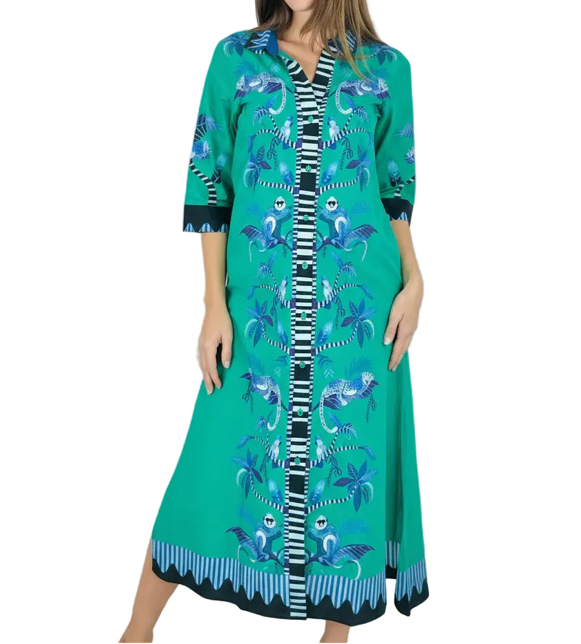 Islapayal Rhea Dress- Menagerie Green