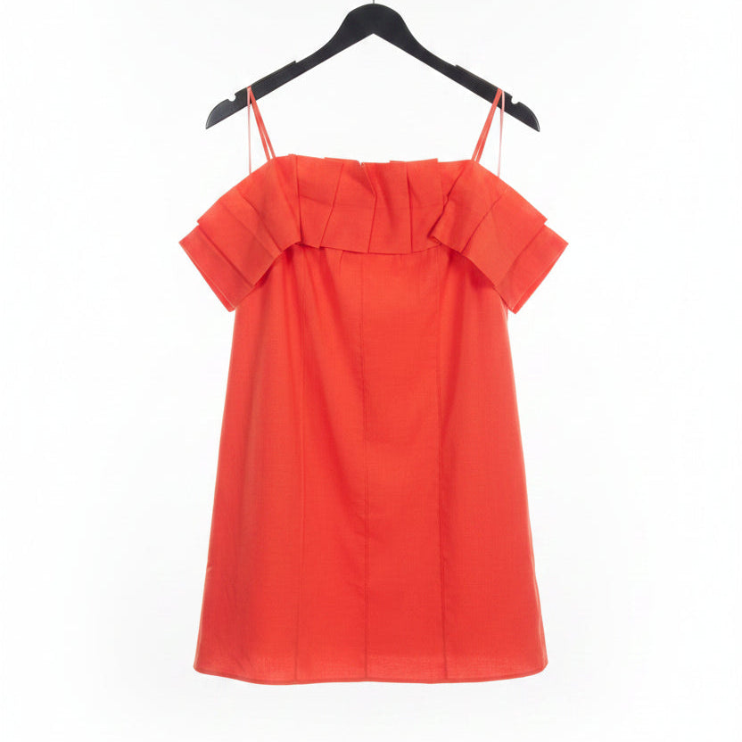 Coral Ruffle Mini Dress