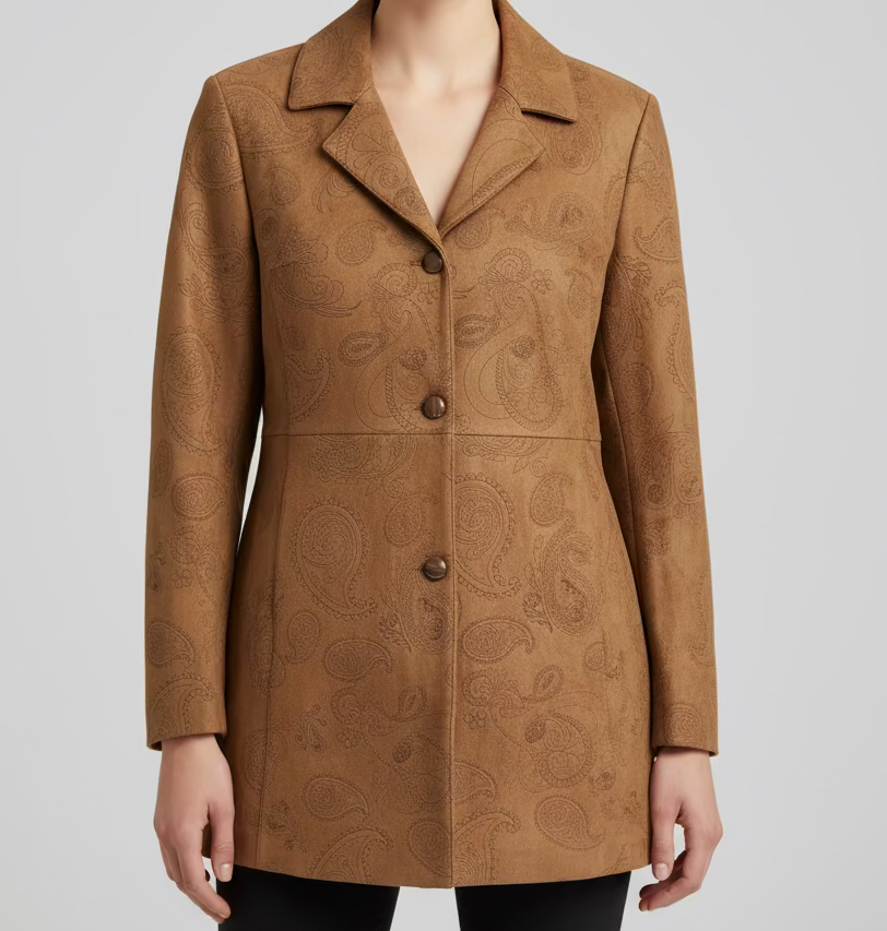 TYLER BÖE Jordan Etched Paisley Coat | Dark Bison