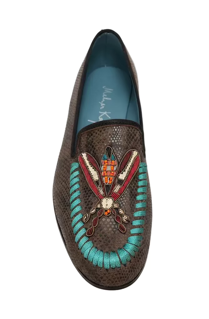 Meher Kakalia Rati Loafer - Suede Black/Pale Green