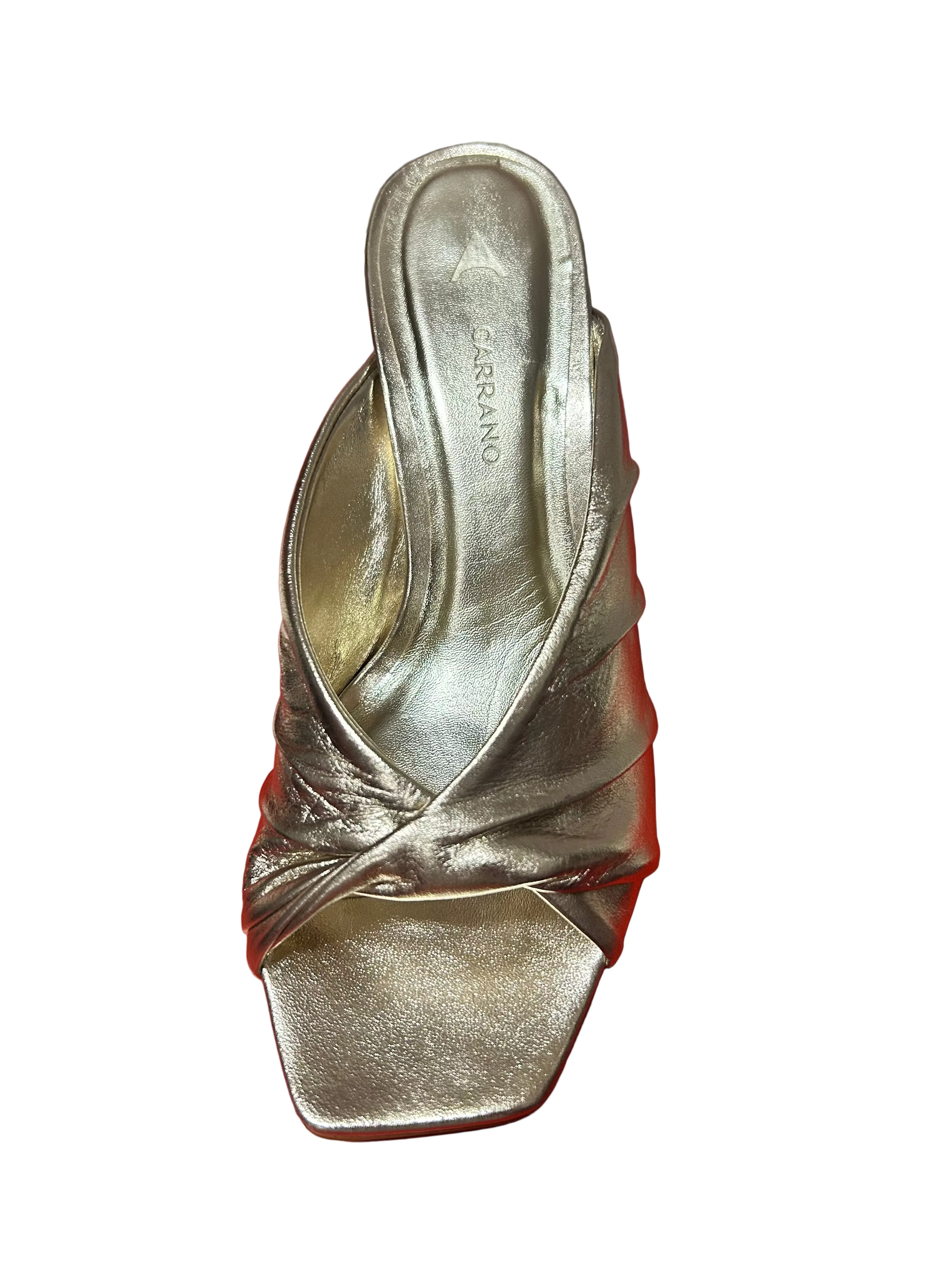 Sage Slide Sandal Leather Gold Metal