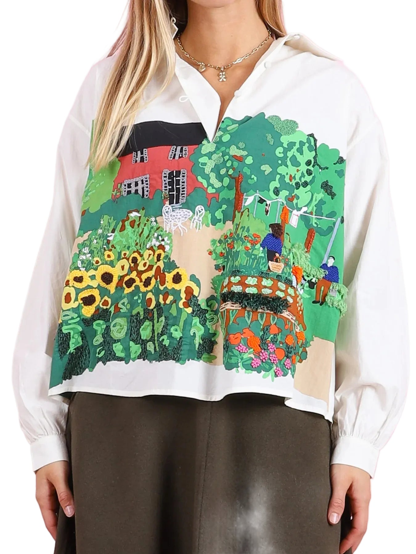 MII Melodie Printed Hand Embroidered Blouse