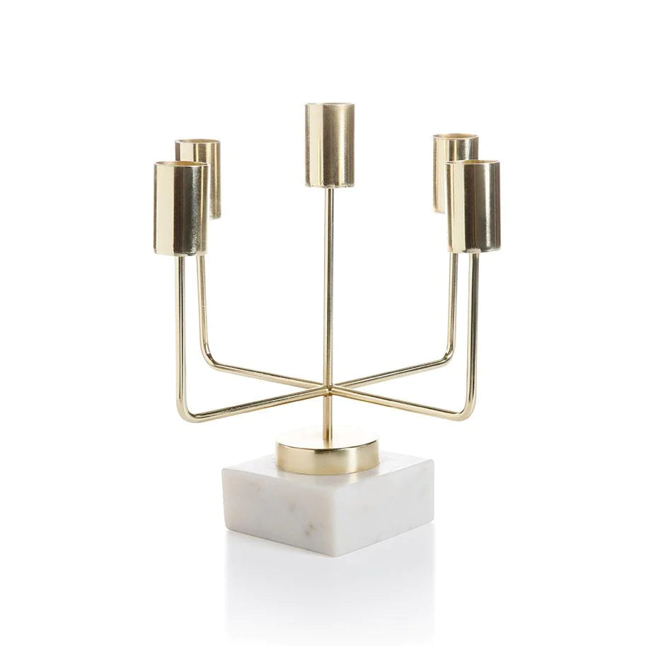 Five Tier Brass and Marble Taper Holder
