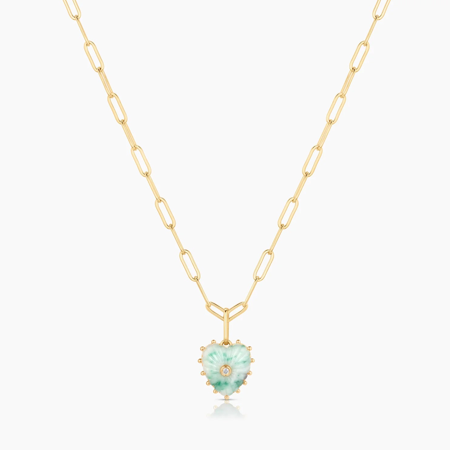 Isabel Green Dot Heart Necklace with 18" Finn Necklace
