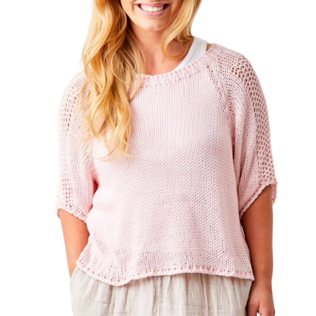 Jacky Cotton Crochet Knit Sweater - One Size