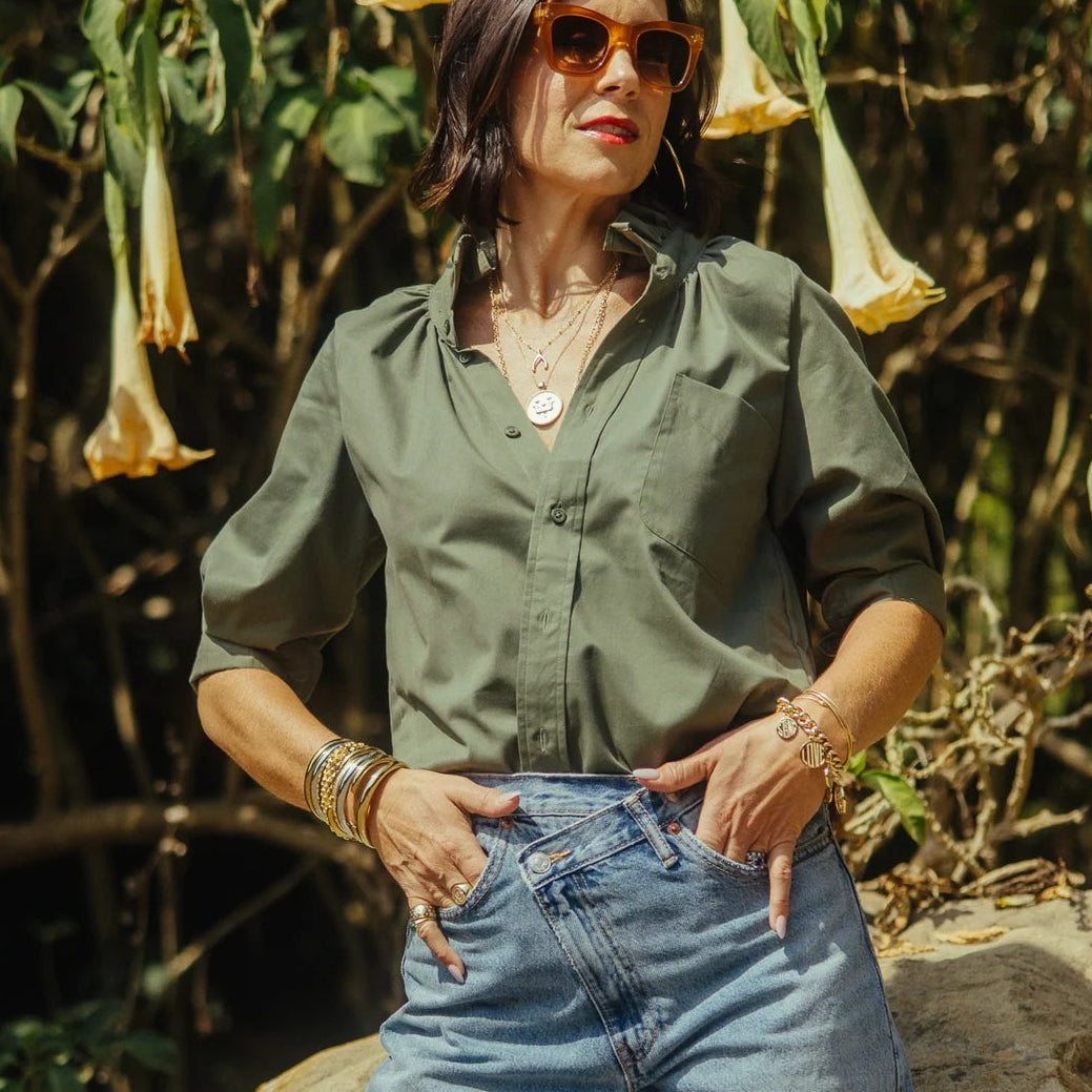 KMJ  Southern  Lover Top - Red and Olive Green