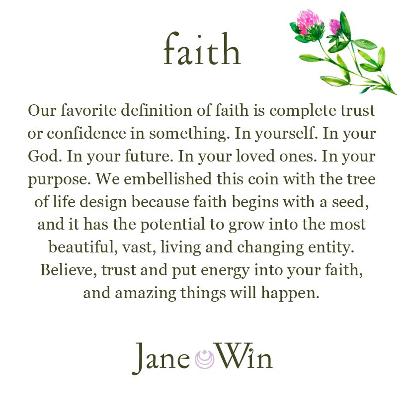 Jane Win - Faith Pendant Original Coin with 18" Drawn Link Chain