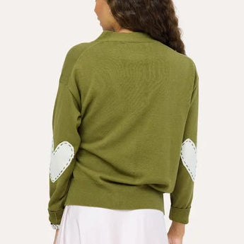 Kerri Rosenthal Jackie Cotton Cardigan | Light Army Green