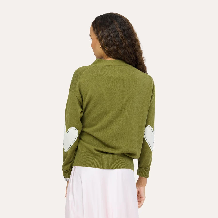 Kerri Rosenthal Jackie Cotton Cardigan | Light Army Green