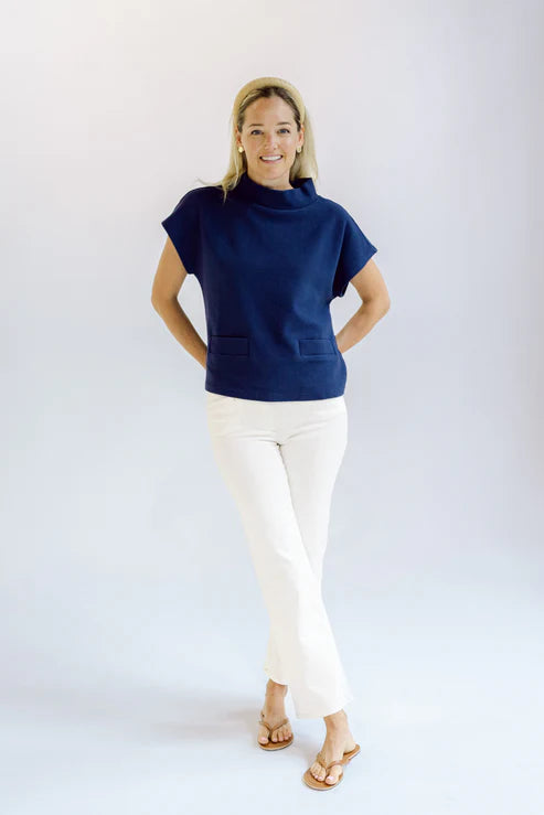 Navy Bleu Jackie Top - Cream and Navy