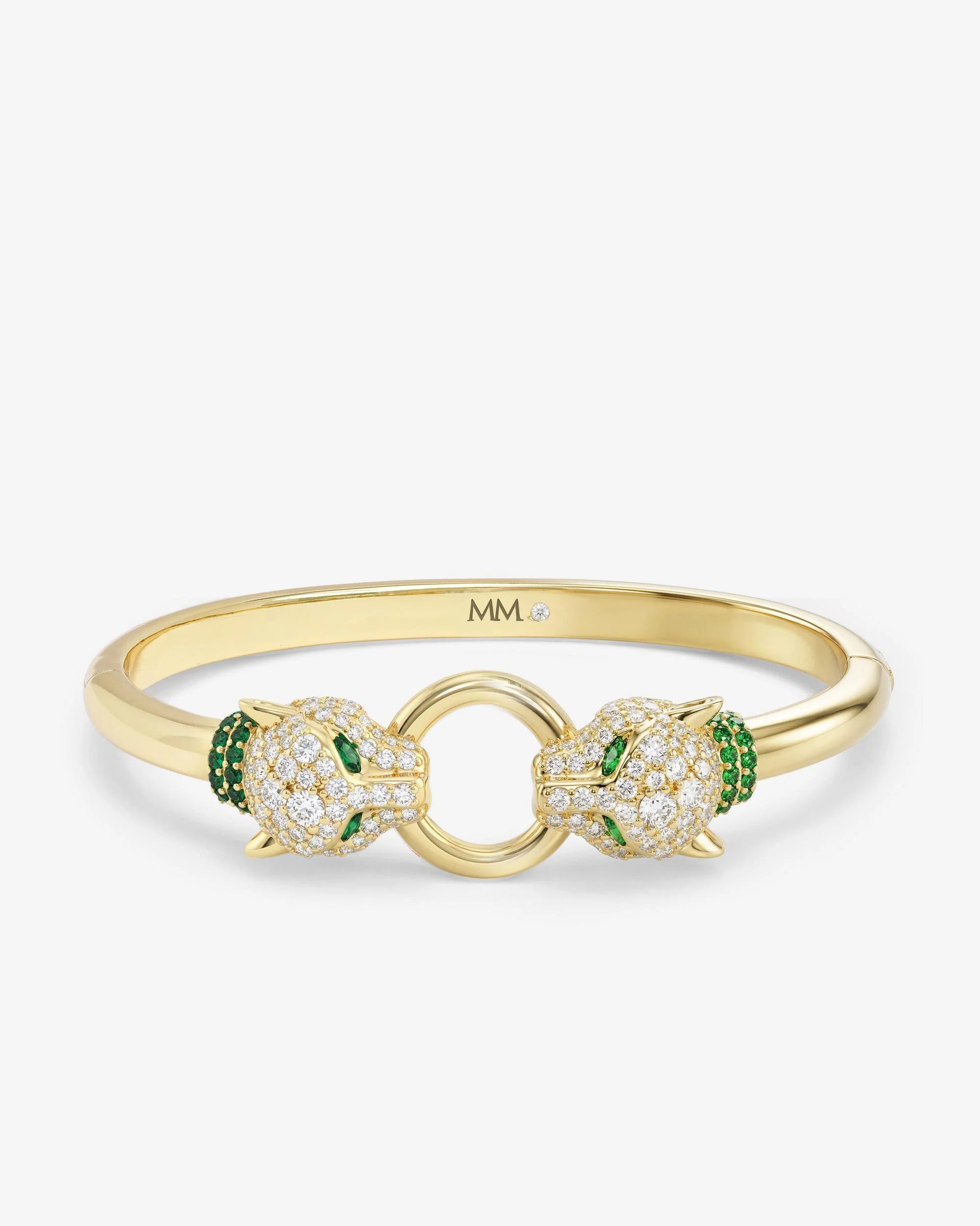 Melinda Maria Jaguar Tennis Cuff | Gold White Diamondettes
