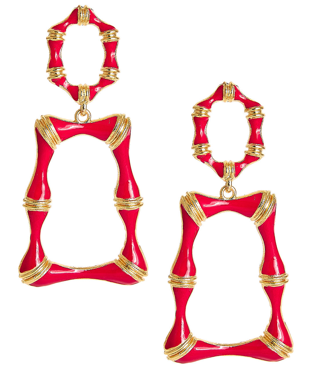 Lisi Lerch - Jordan Enamel  Bamboo Earrings - (Latte or Red)