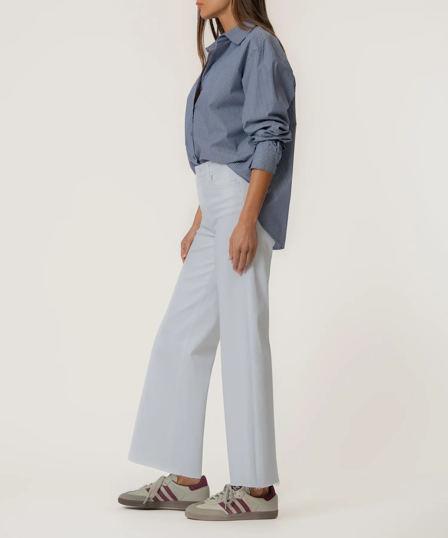 Meg High Wide Leg Raw Hem - Optic White