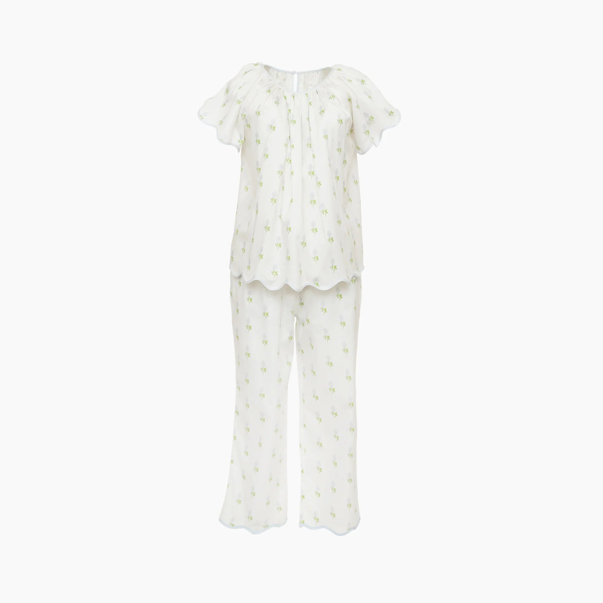 Lenora Vandy Scalloped Short Sleeve Pajamas | Blue