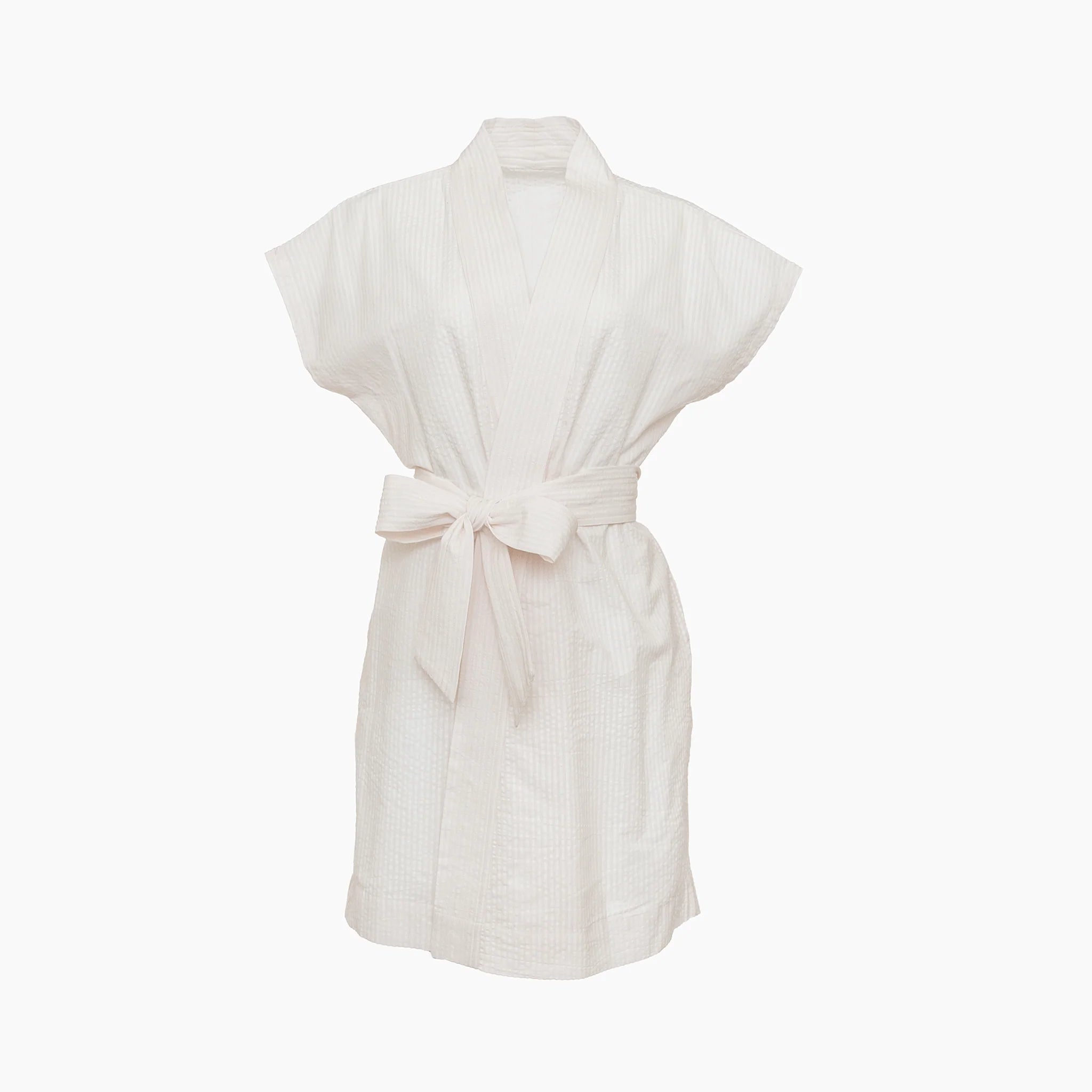 Lenora Seersucker Short Robe | Khaki