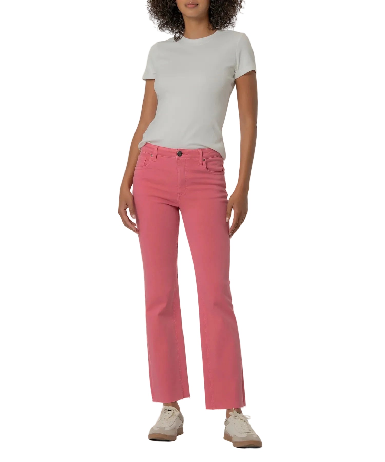 Kut from the Kloth Kelsey High Rise Fab Ab Ankle Flare-Nset Leg - Flamingo