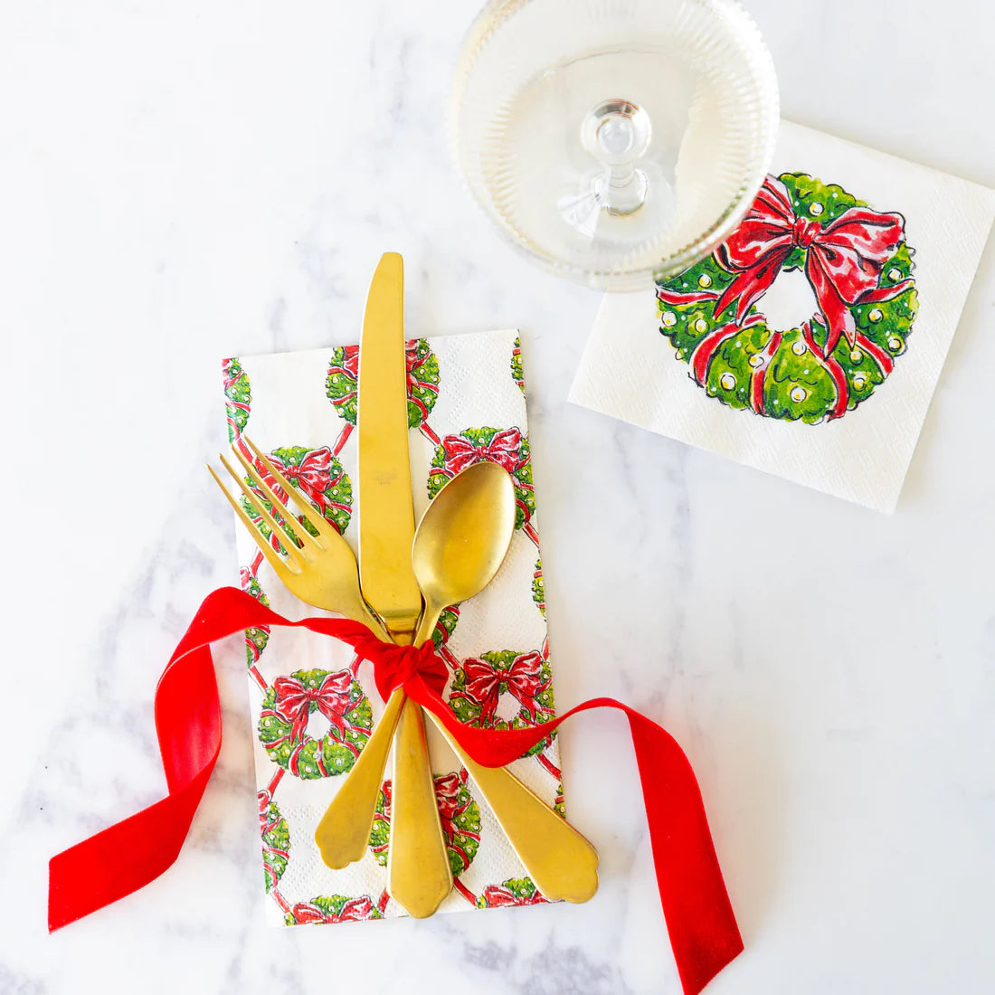 Holiday Wreath Napkins - 2 Sizes