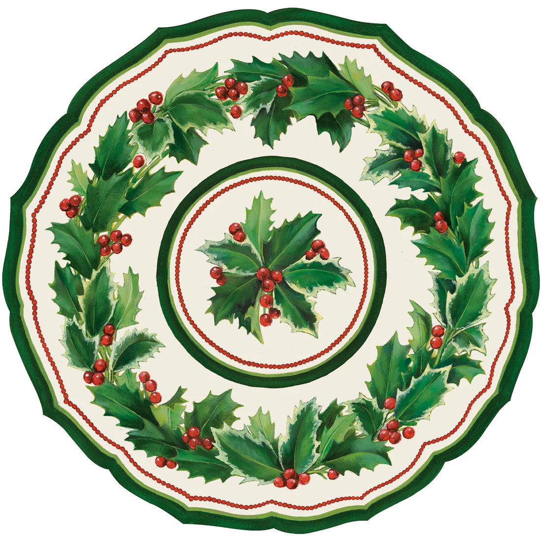 Die-cut Holiday Holly China Placemat - 12 Sheets