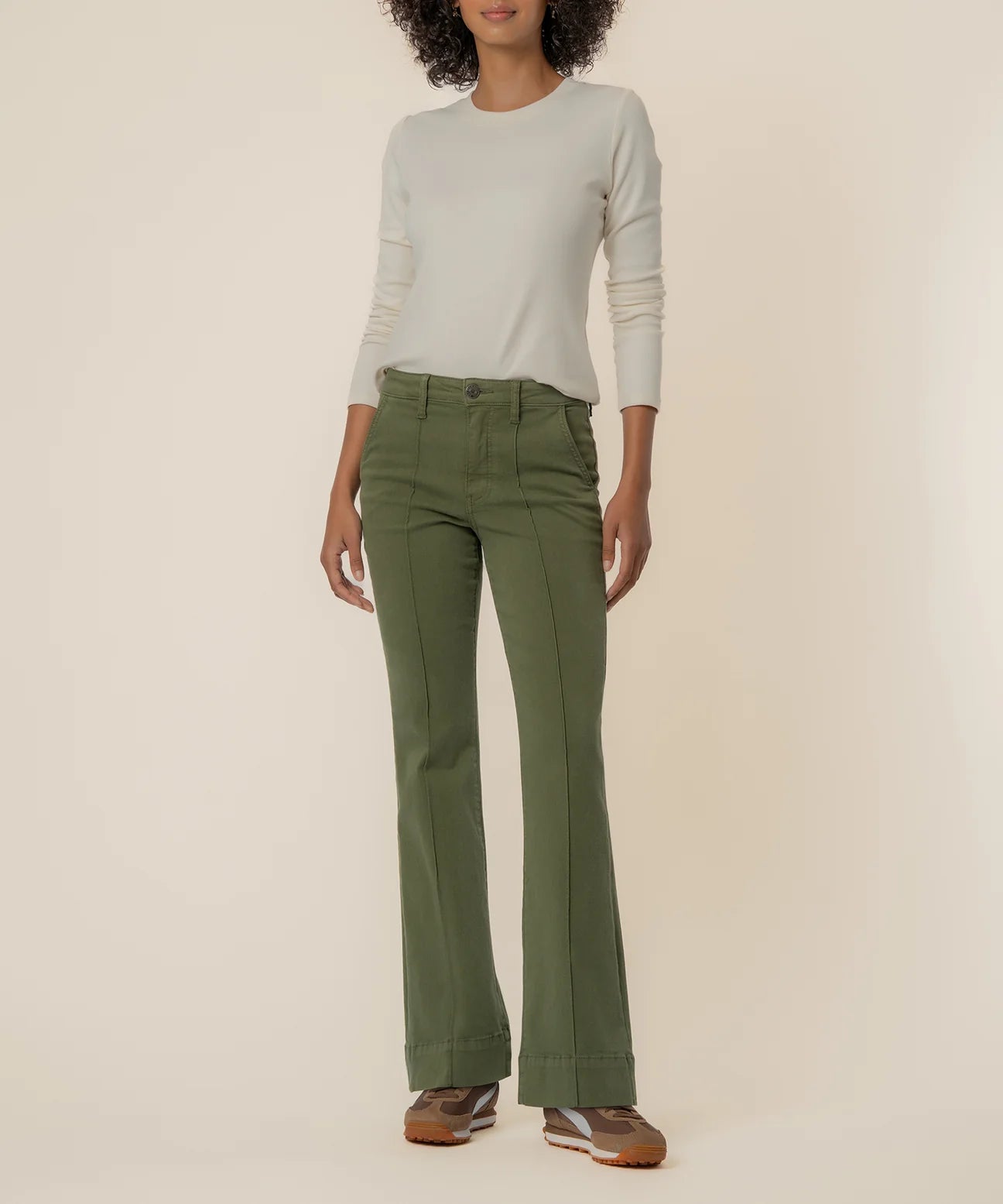 Stella High Rise Fab Ab Flare Front Pin Tuck - Dill