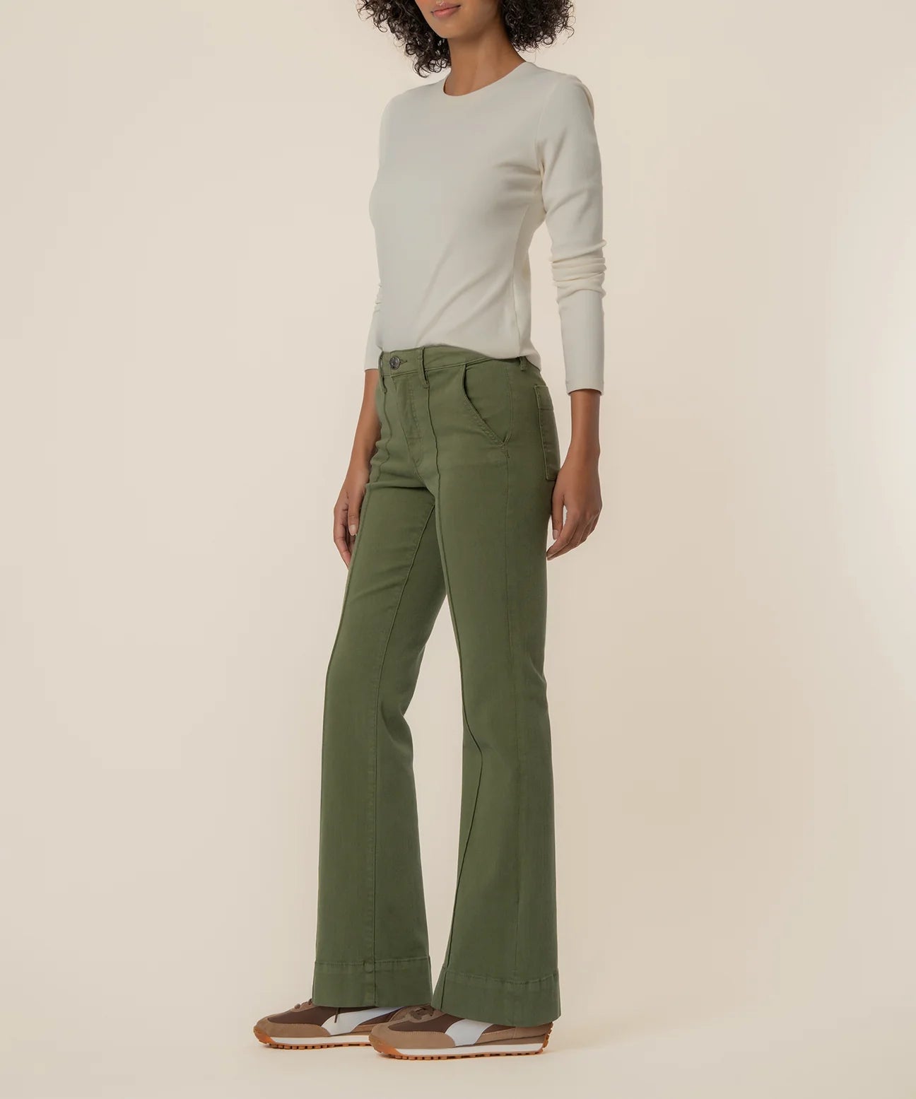 Stella High Rise Fab Ab Flare Front Pin Tuck - Dill