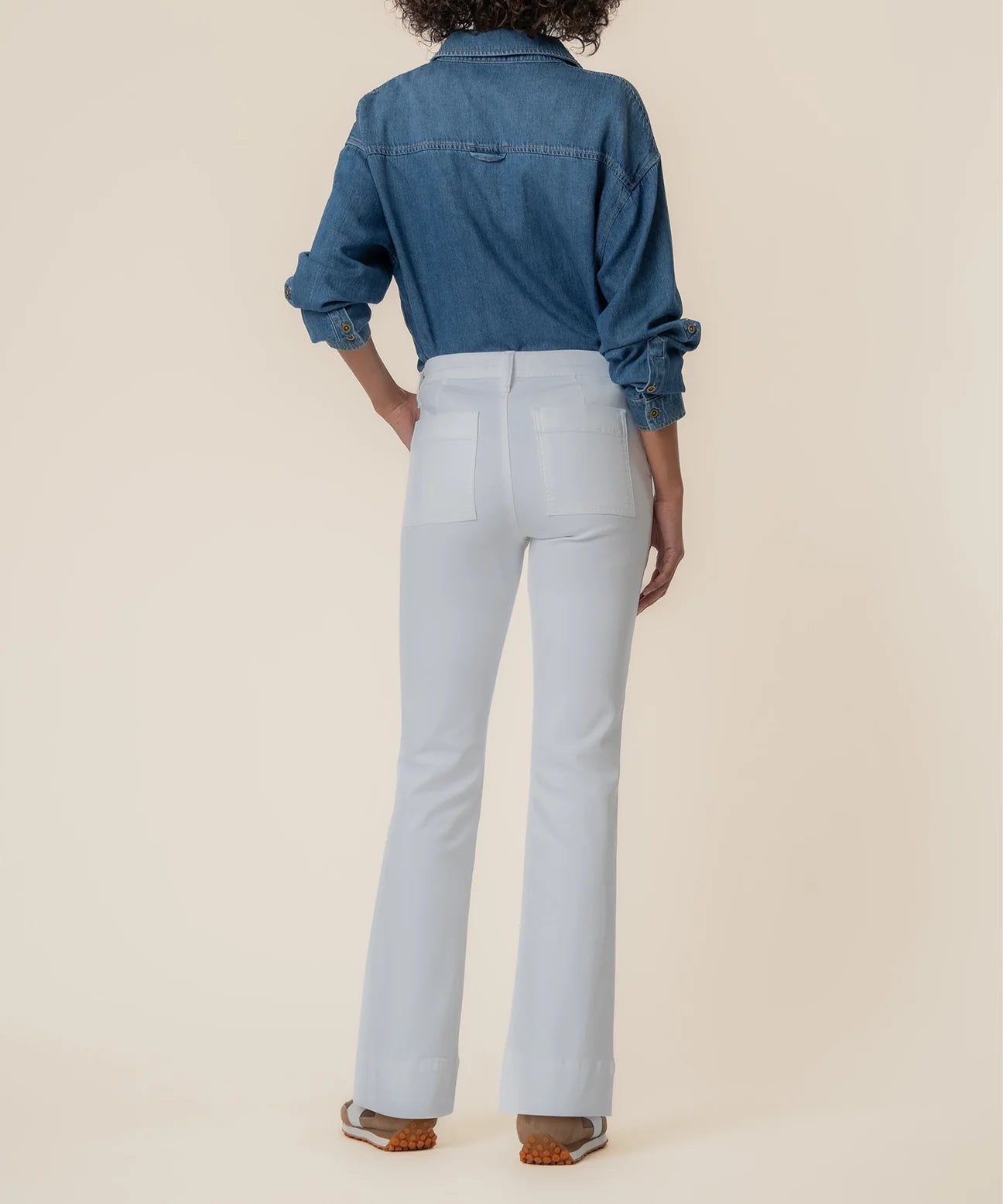 Stella High Rise Fab Ab Flare Front Pin Tuck - Optic White