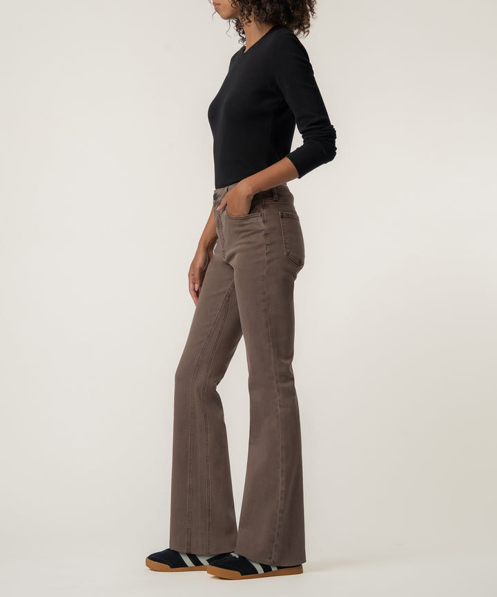 Kut from the Kloth Kelly High Rise Fab Ab Kick Flare Inset Leg | Mocha