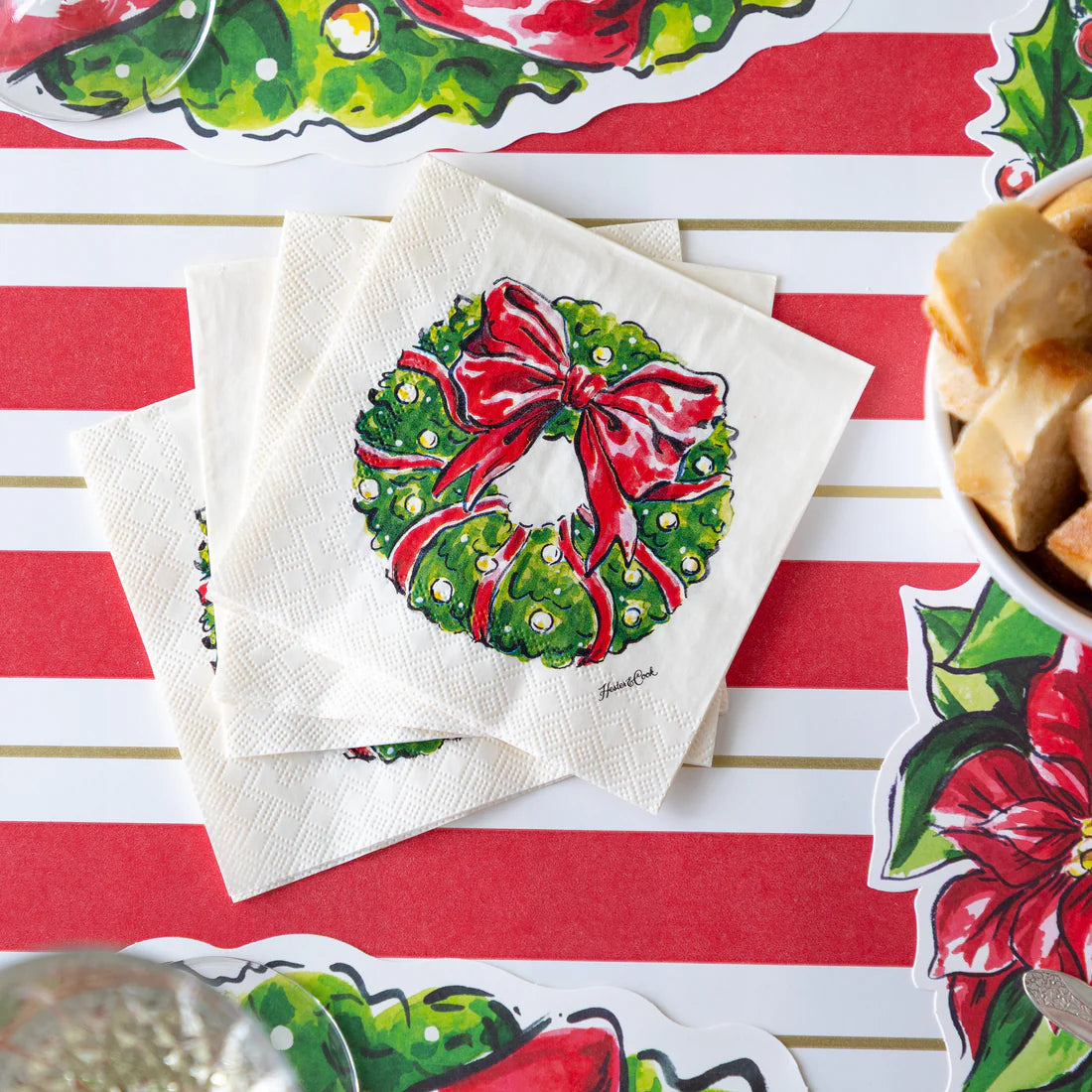 Holiday Wreath Napkins - 2 Sizes
