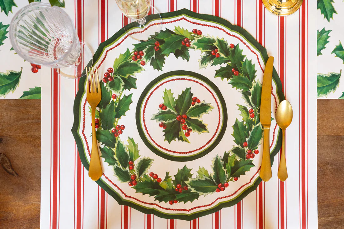Die-cut Holiday Holly China Placemat - 12 Sheets