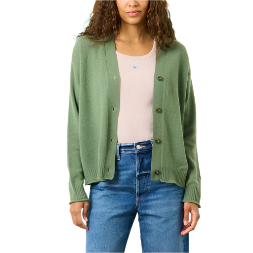 KERRI ROSENTHAL Whisper Featherweight Cardigan - Army Green