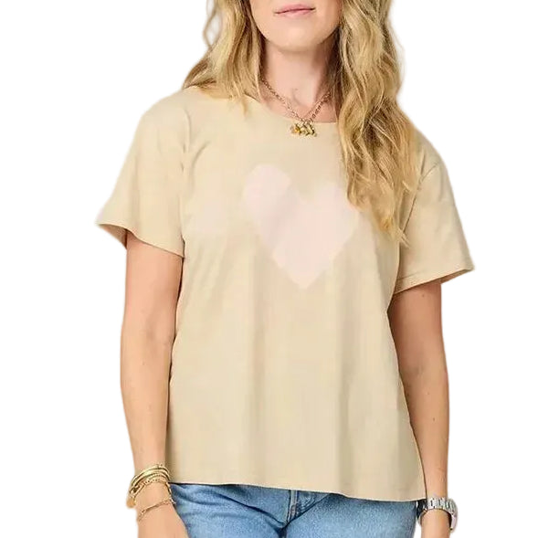 Kerri Rosenthal Suke Imperfect Heart Tee - Latte-Pink