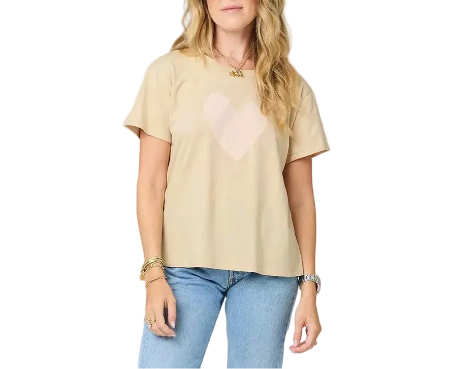 Kerri Rosenthal Suke Imperfect Heart Tee - Latte-Pink
