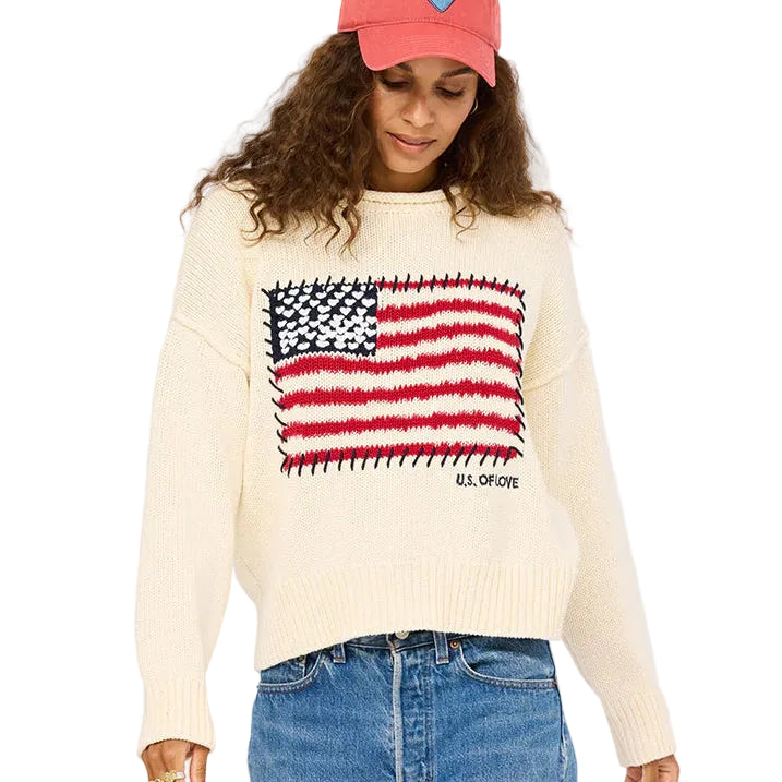 Kerri Rosenthal Roll Neck U.S. of Love Sweater - Ecru