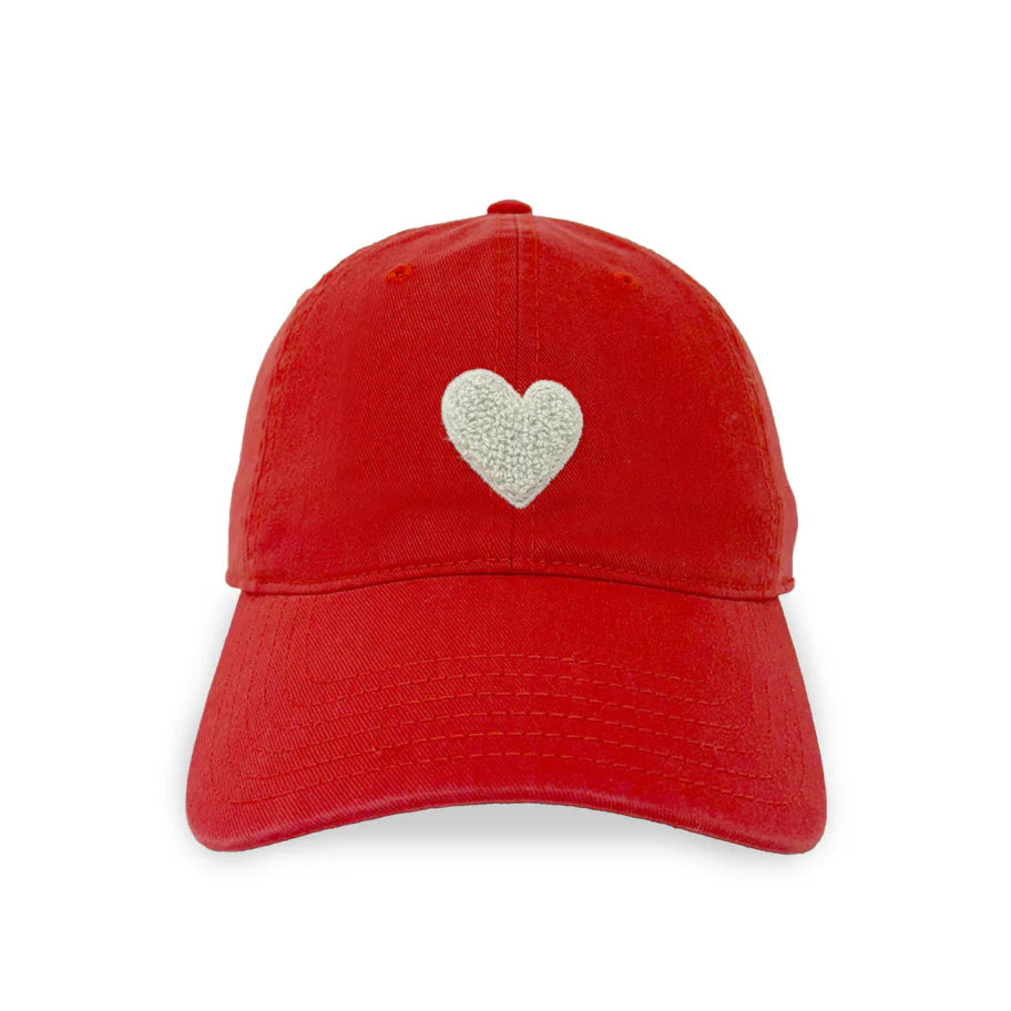 KERRI ROSENTHAL KR Imperfect Chenille Heart Hat - Cherri Red-White