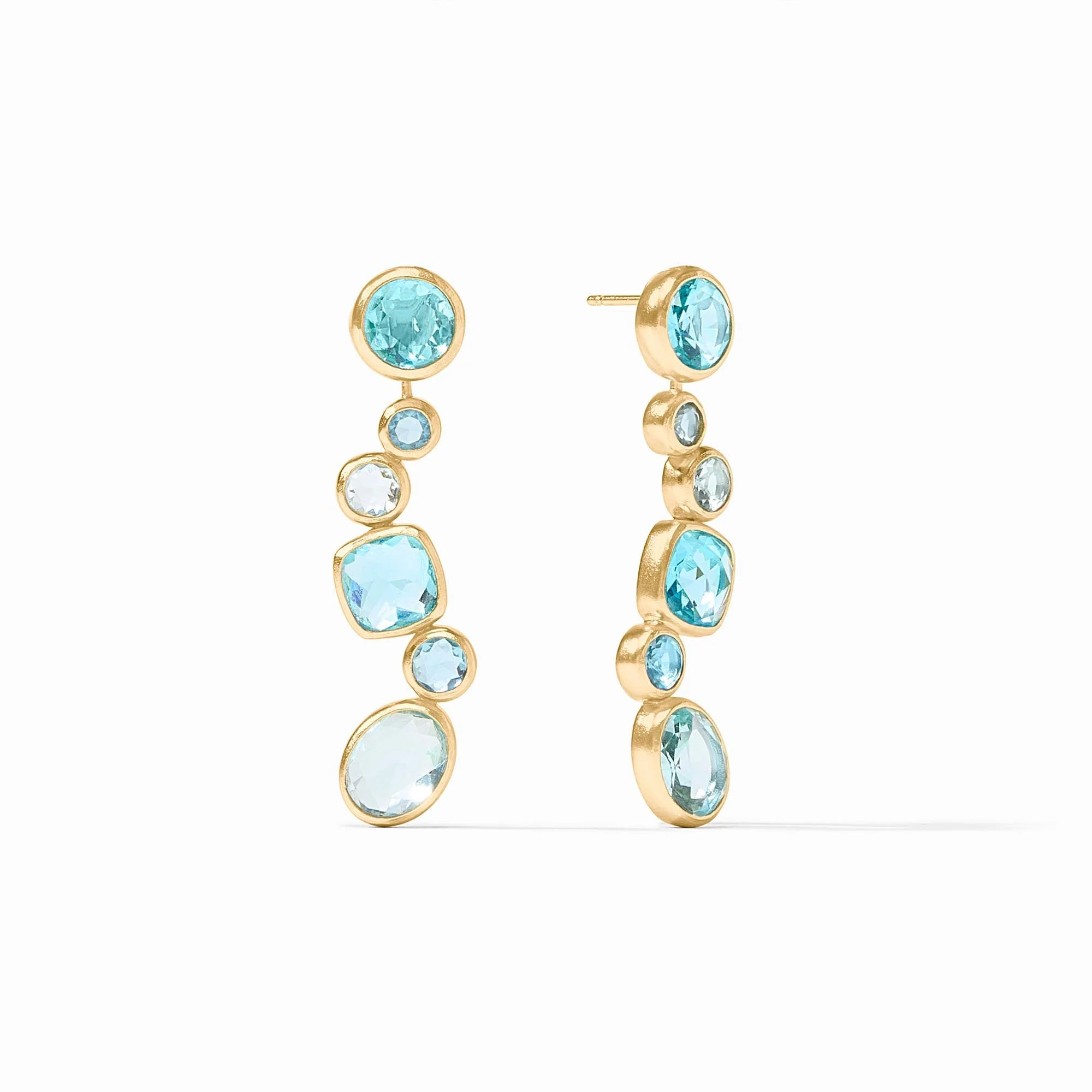 Julie Vos Kaleidoscope Earring Jacket - Bahamian Blue or Iridescent Clear Crystal
