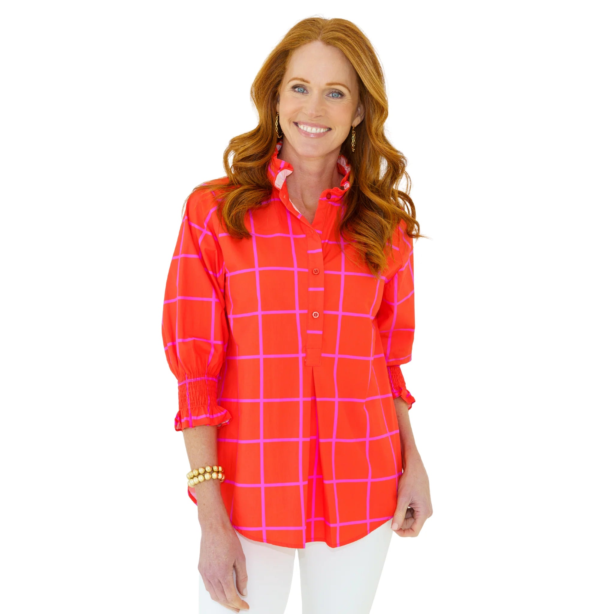 Caryn Lawn Kimberly Park Top - Orange and Pink