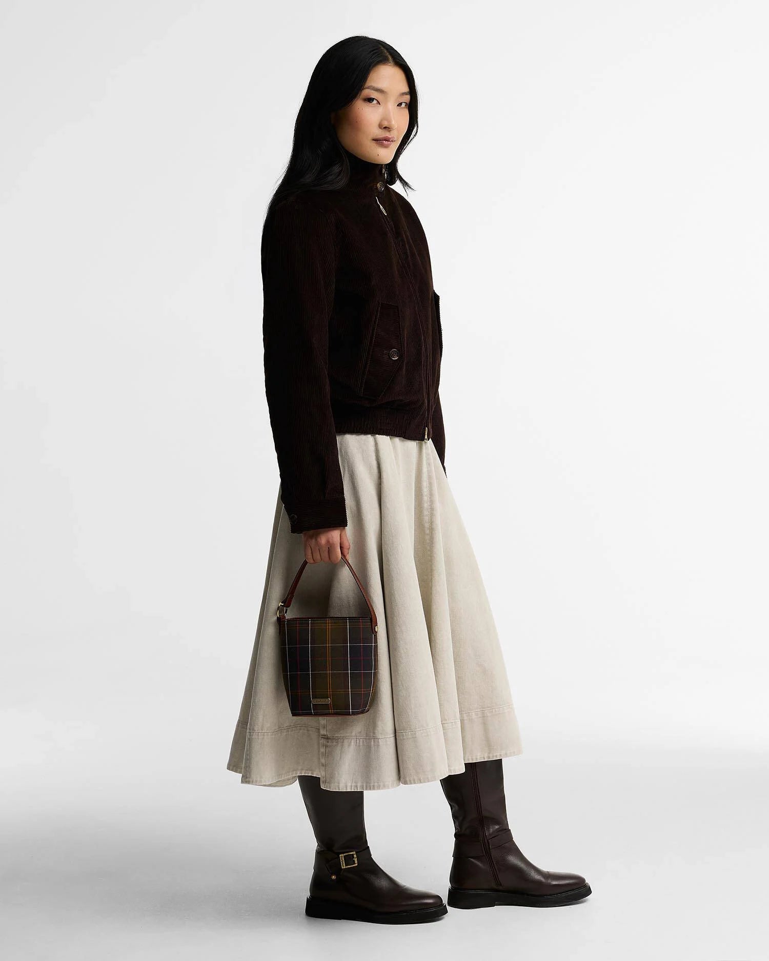 Barbour Cedar Mini Tartan Bucket Bag
