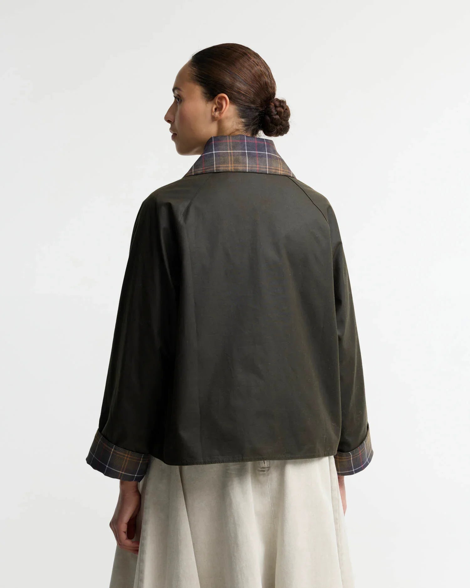 Barbour Icons Tartan Collar Spey Wax Jacket | Olive Classic