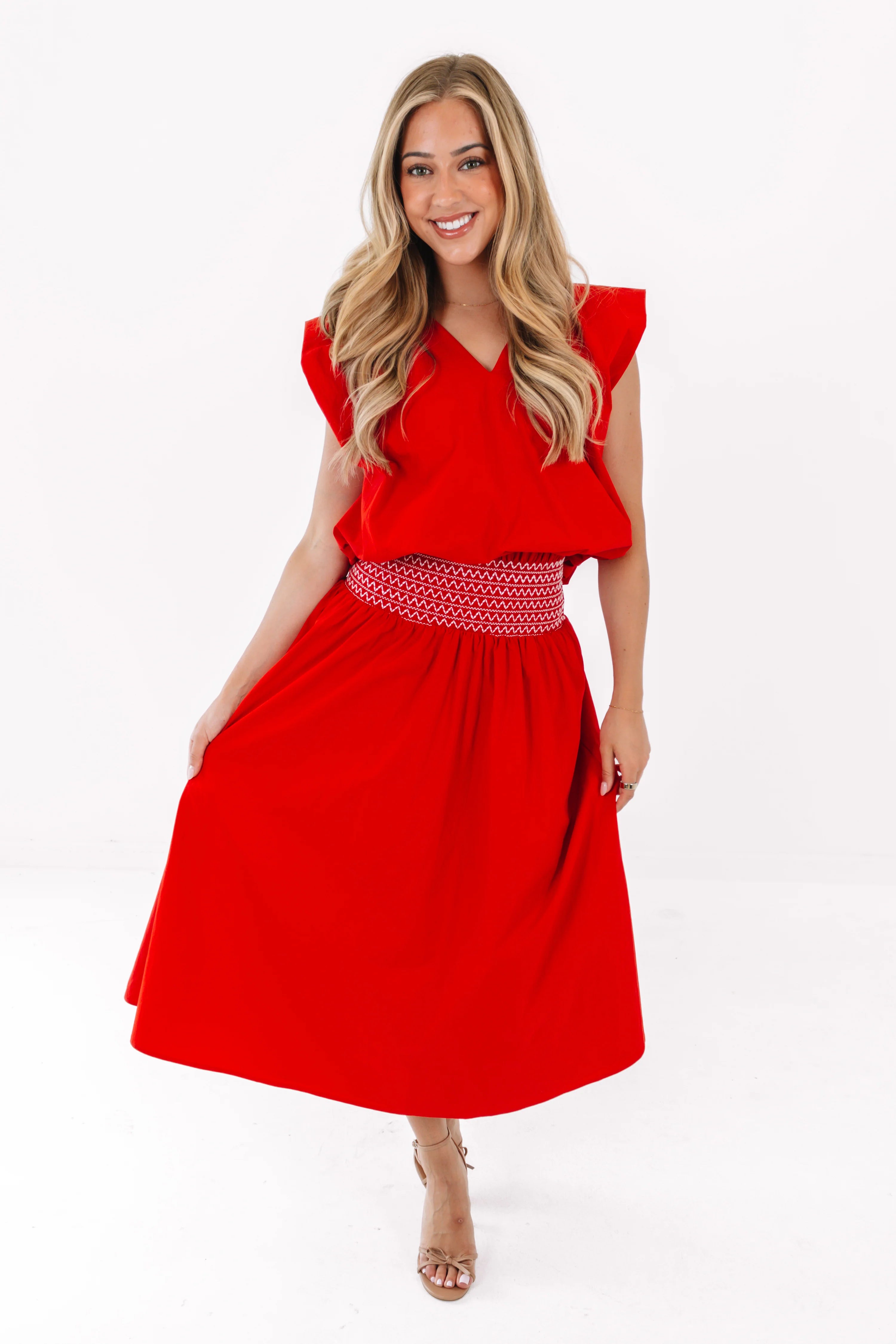 J Marie Layne Midi Skirt | Red