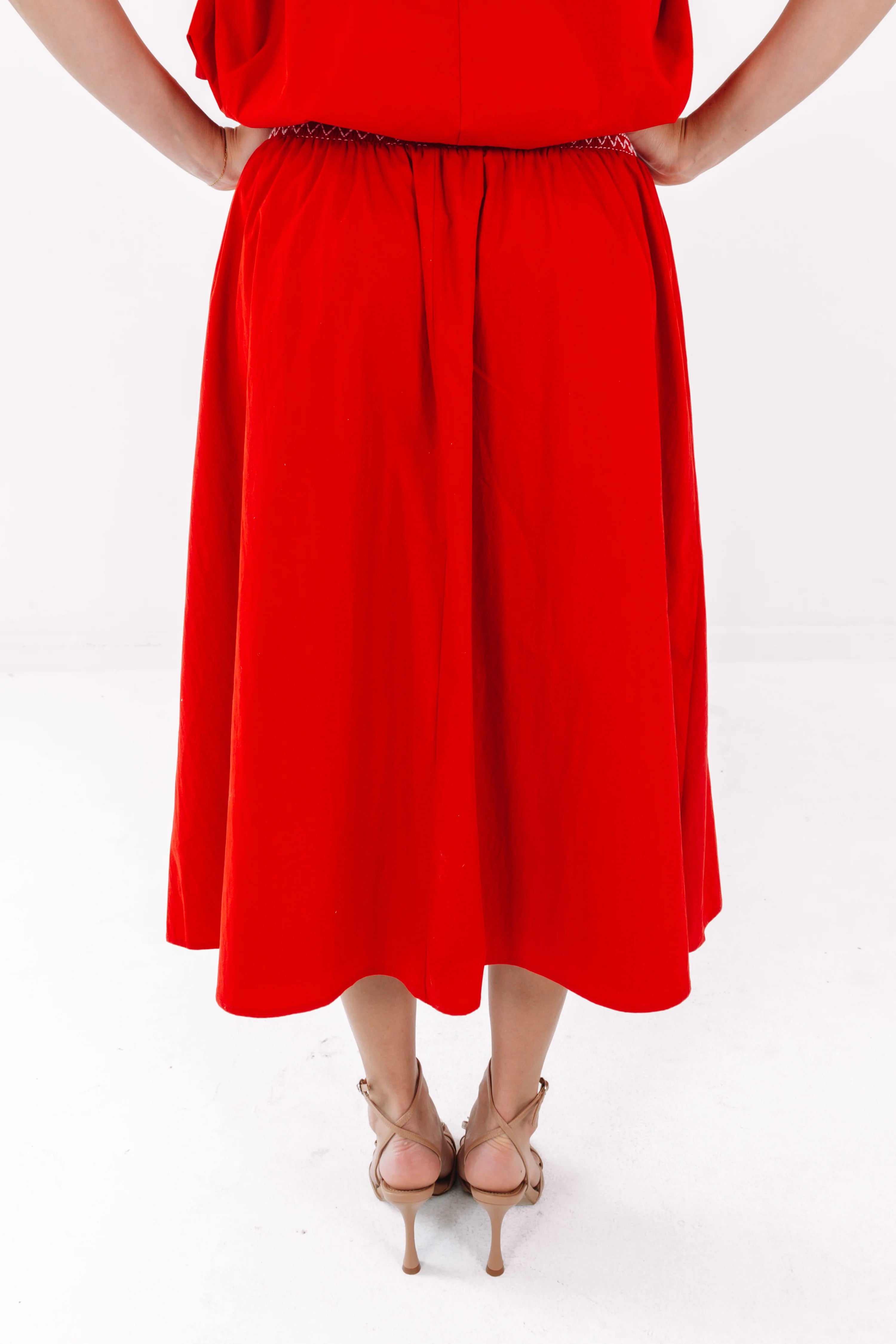 J Marie Layne Midi Skirt | Red